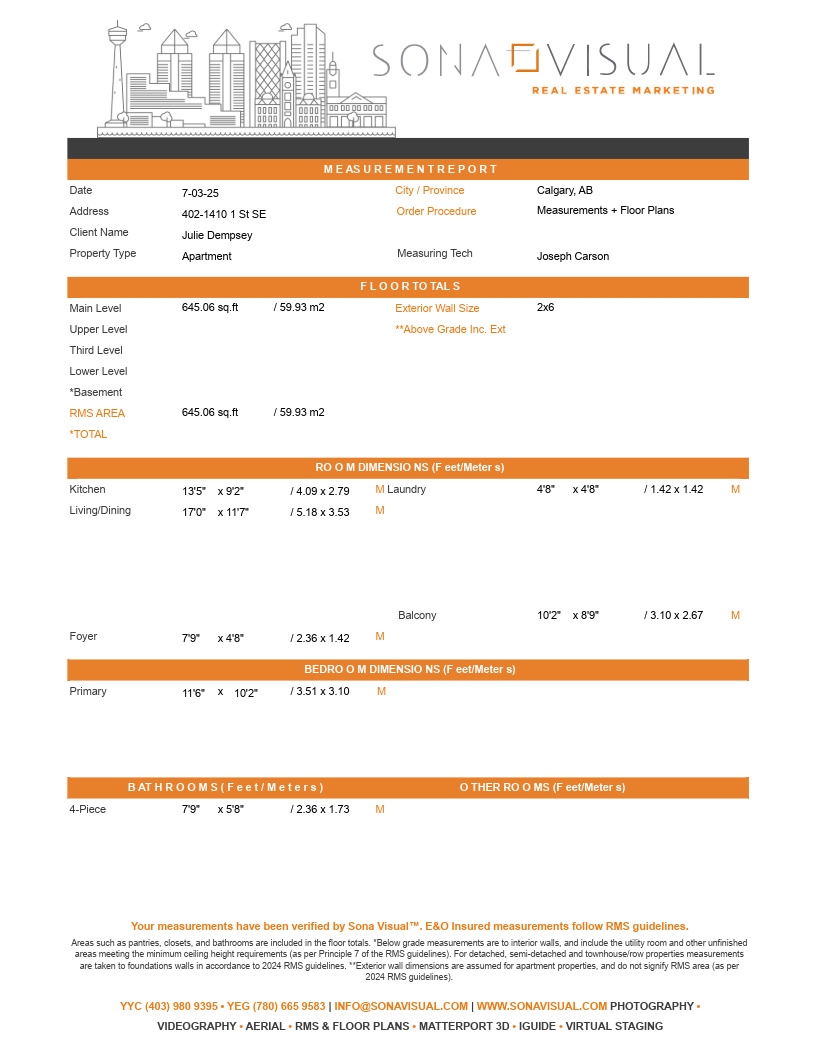 402 1410 1st Street SE Measurement Report