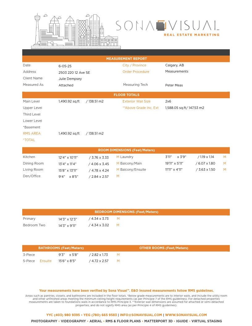 2503 220 12 Avenue SE, Calgary, AB Measurement Report