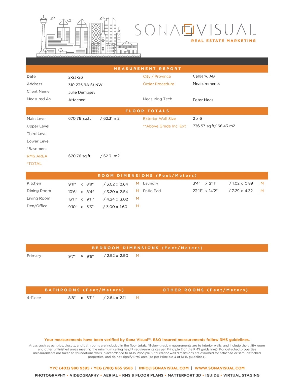 310 235 9a Street NW, Calgary, AB Measurement Report