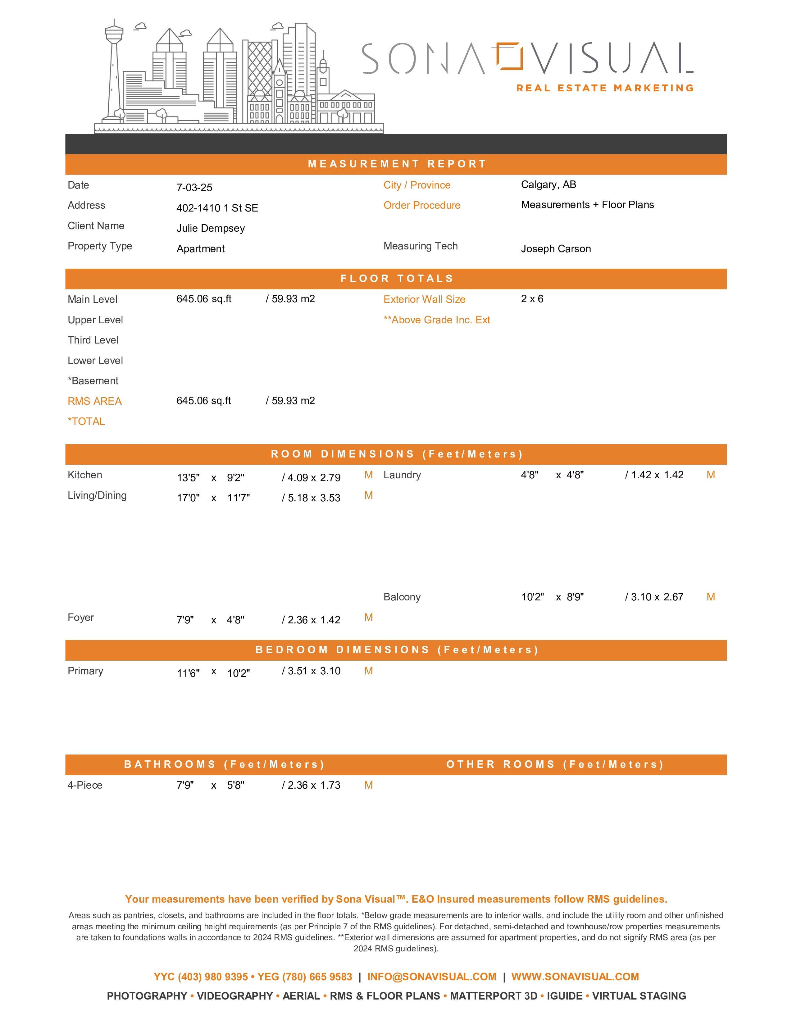 402 1410 1st Street SE Measurement Report