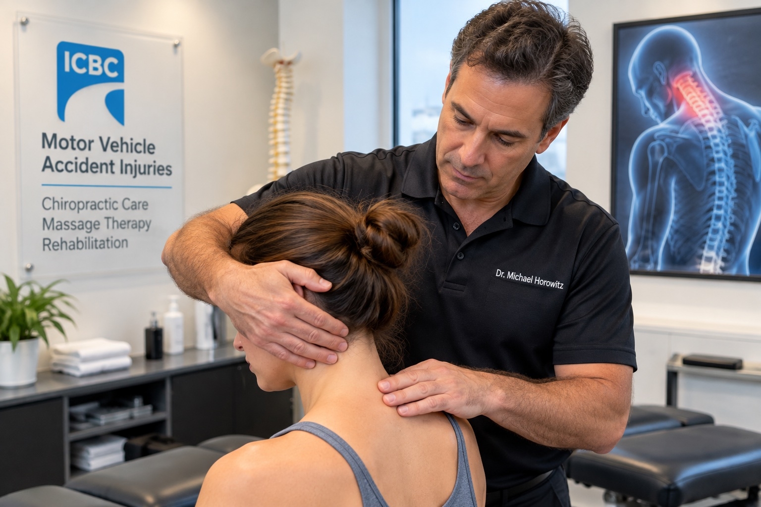 ICBC chiropractor in Vancouver assessing a patient after a motor vehicle accident